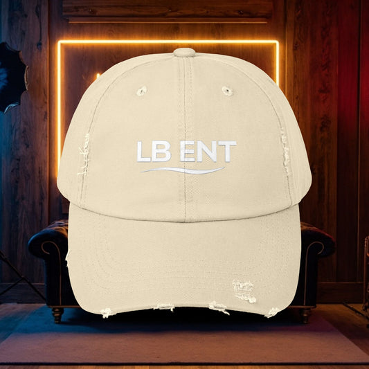 Unisex Distressed Cap with LB ENT Logo, Vintage Style Hat - The Lock Box