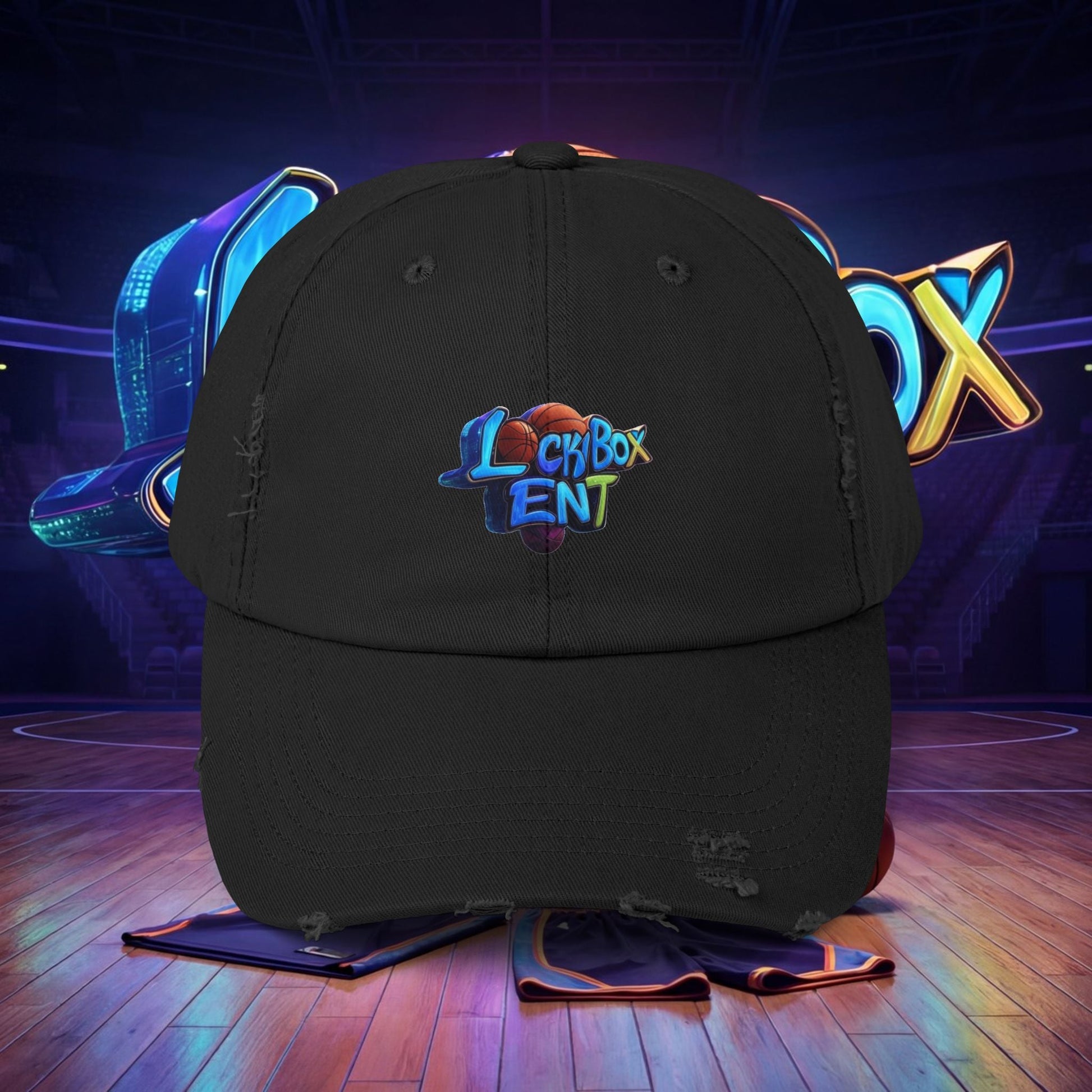 Distressed Baseball Cap — Colorful 'Lexybox Ent' Logo - The Lock Box