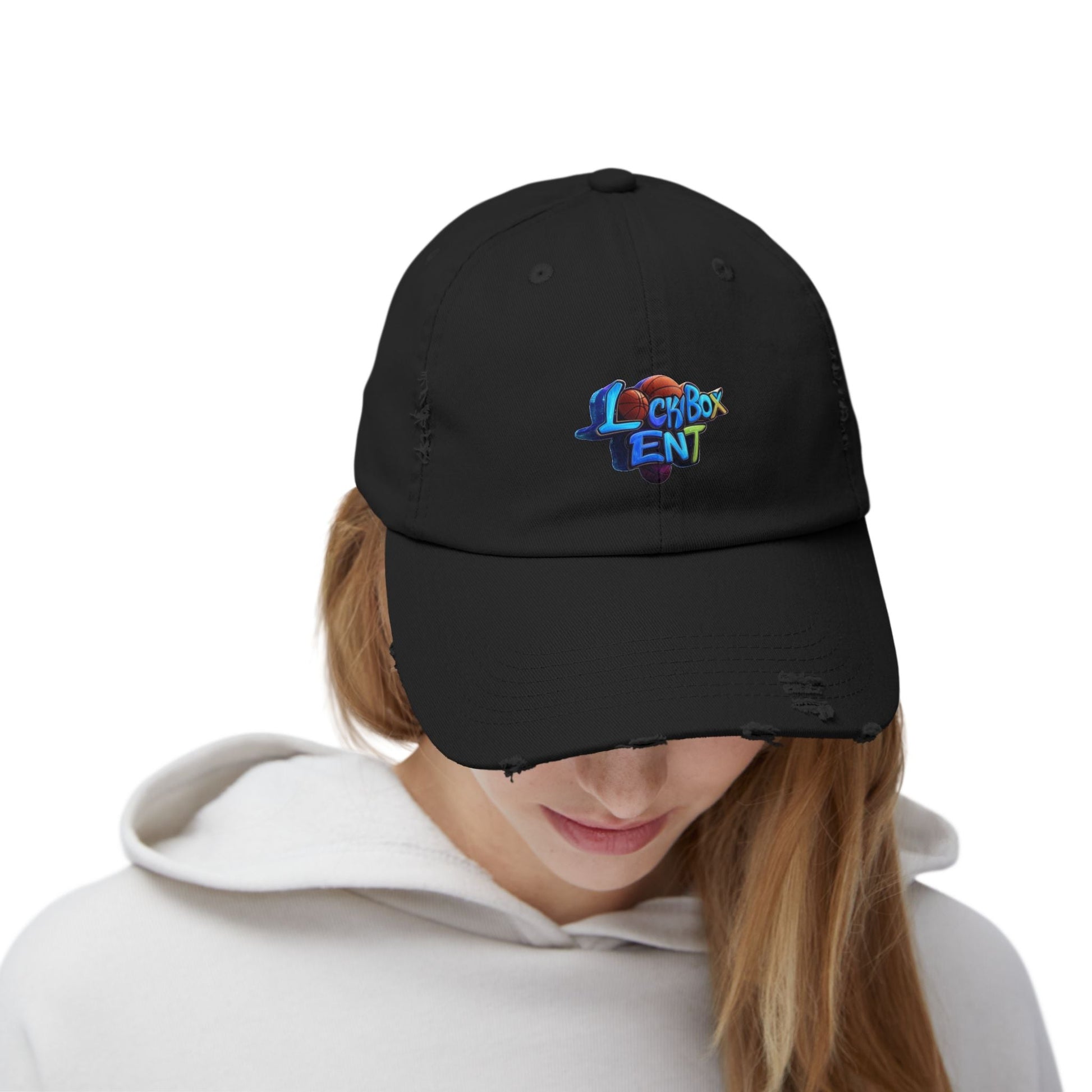 Distressed Baseball Cap — Colorful 'Lexybox Ent' Logo - The Lock Box