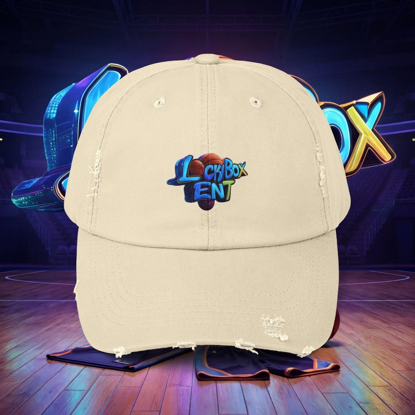 Distressed Baseball Cap — Colorful 'Lexybox Ent' Logo - The Lock Box