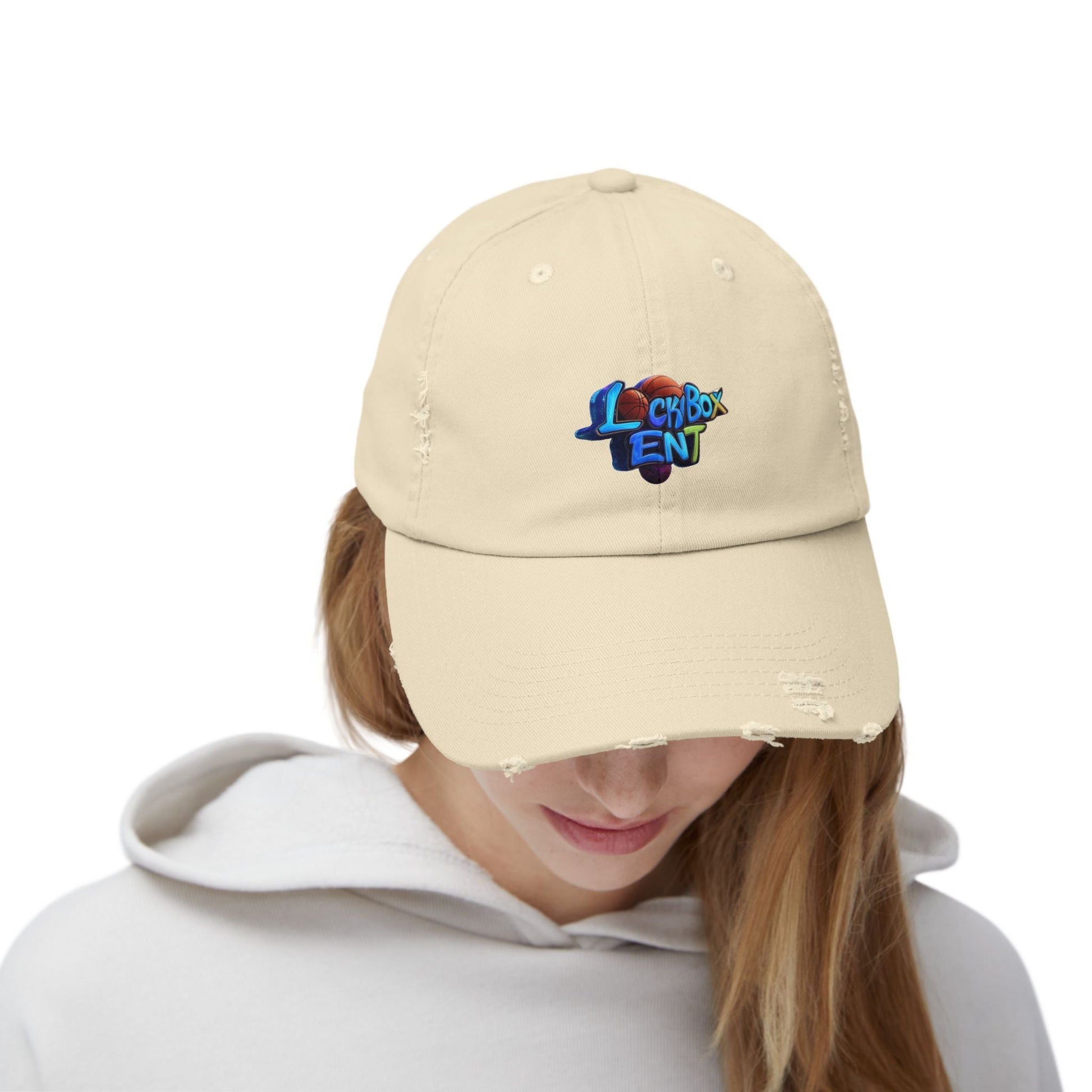 Distressed Baseball Cap — Colorful 'Lexybox Ent' Logo - The Lock Box
