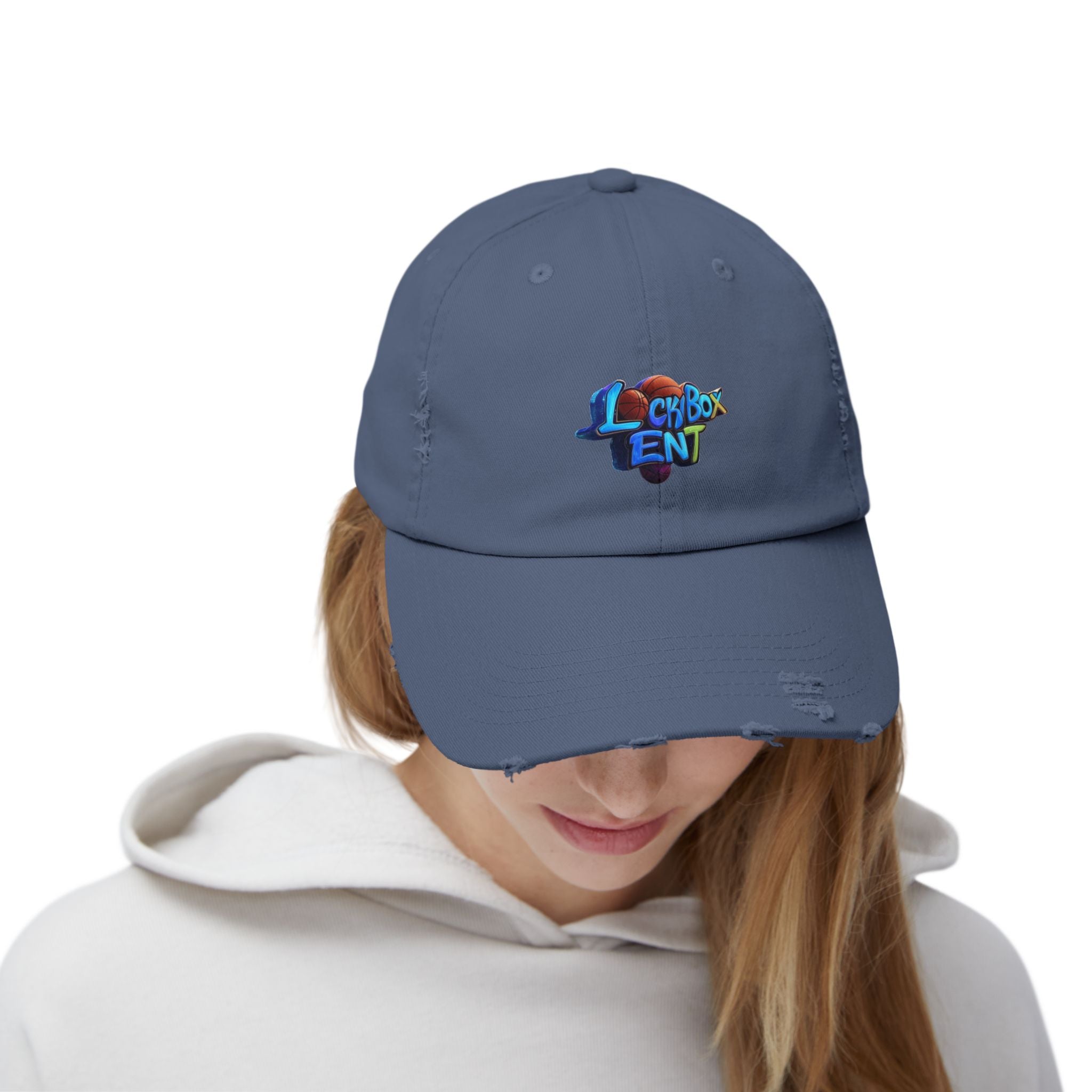 Distressed Baseball Cap — Colorful 'Lexybox Ent' Logo - The Lock Box