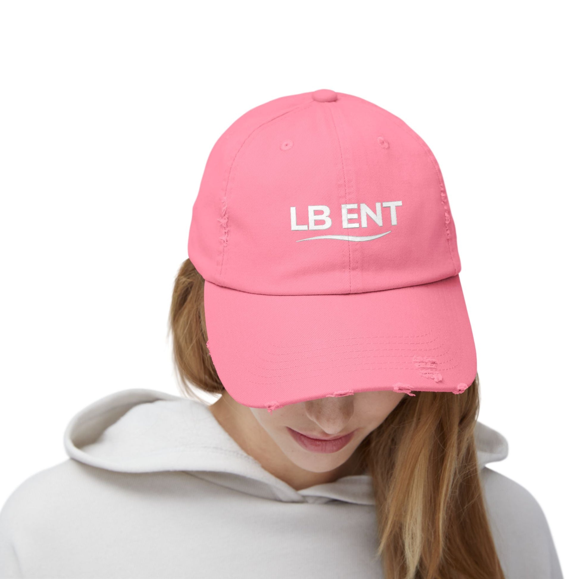 Unisex Distressed Cap with LB ENT Logo, Vintage Style Hat - The Lock Box