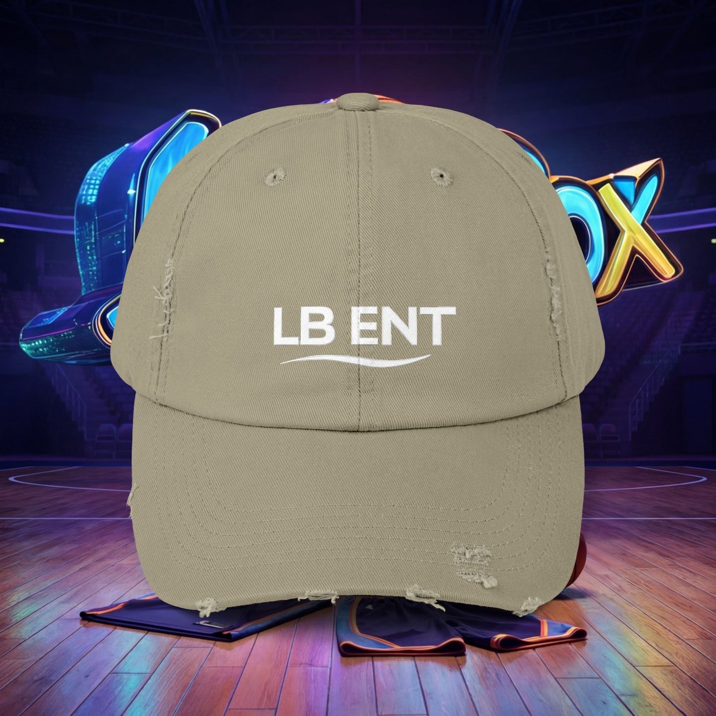 Unisex Distressed Cap with LB ENT Logo, Vintage Style Hat - The Lock Box