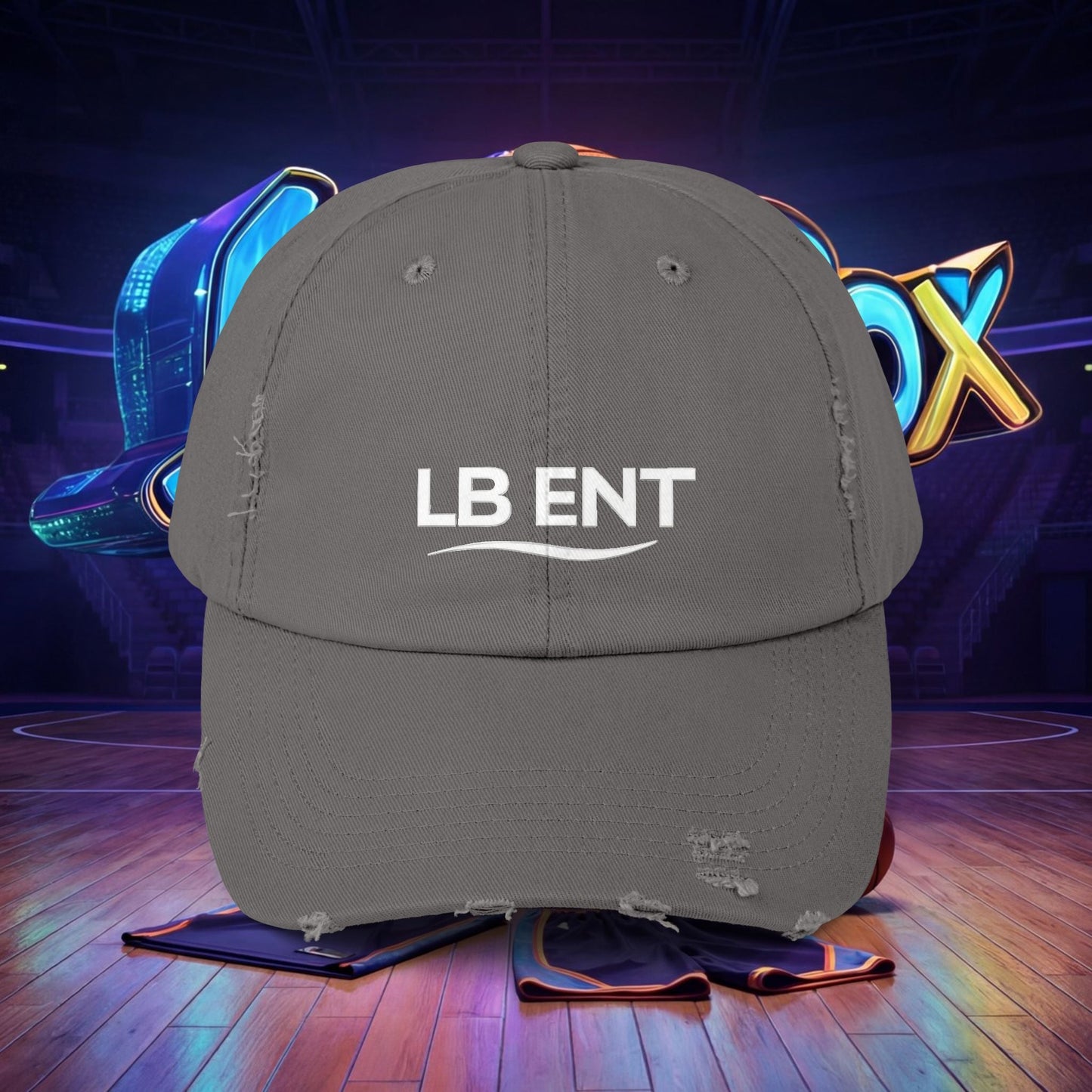 Unisex Distressed Cap with LB ENT Logo, Vintage Style Hat - The Lock Box