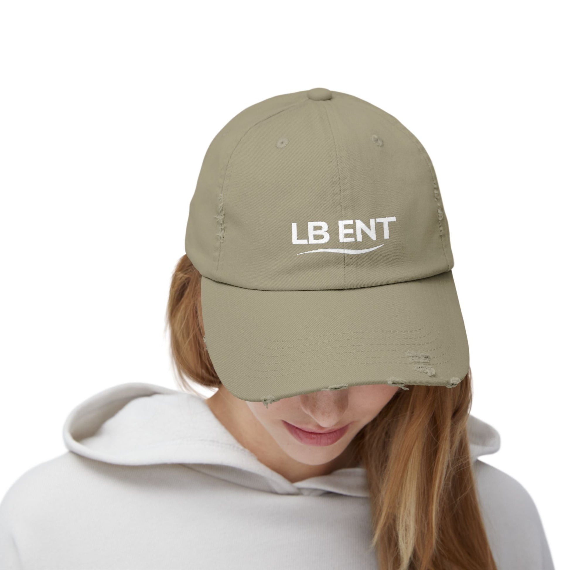 Unisex Distressed Cap with LB ENT Logo, Vintage Style Hat - The Lock Box