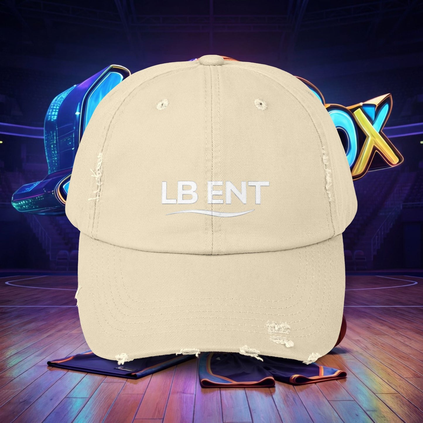 Unisex Distressed Cap with LB ENT Logo, Vintage Style Hat - The Lock Box