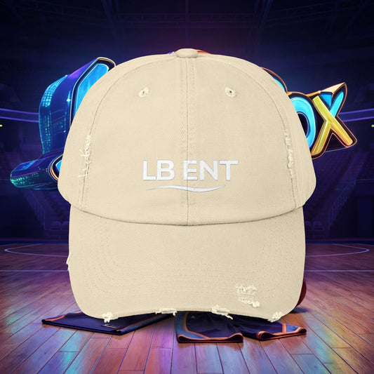 Unisex Distressed Cap with LB ENT Logo, Vintage Style Hat - The Lock Box