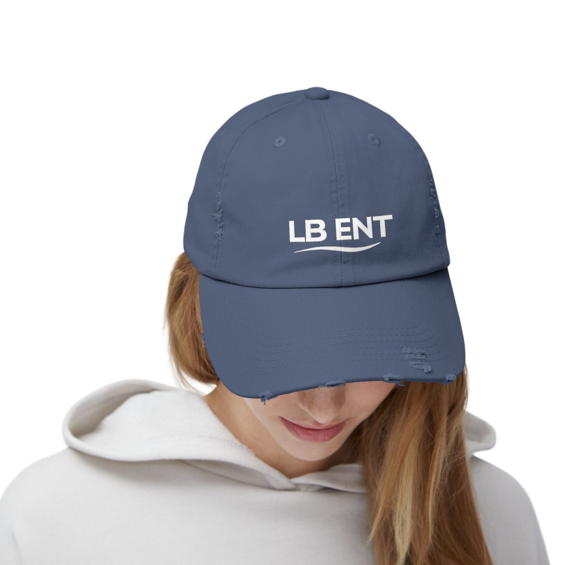 Unisex Distressed Cap with LB ENT Logo, Vintage Style Hat - The Lock Box