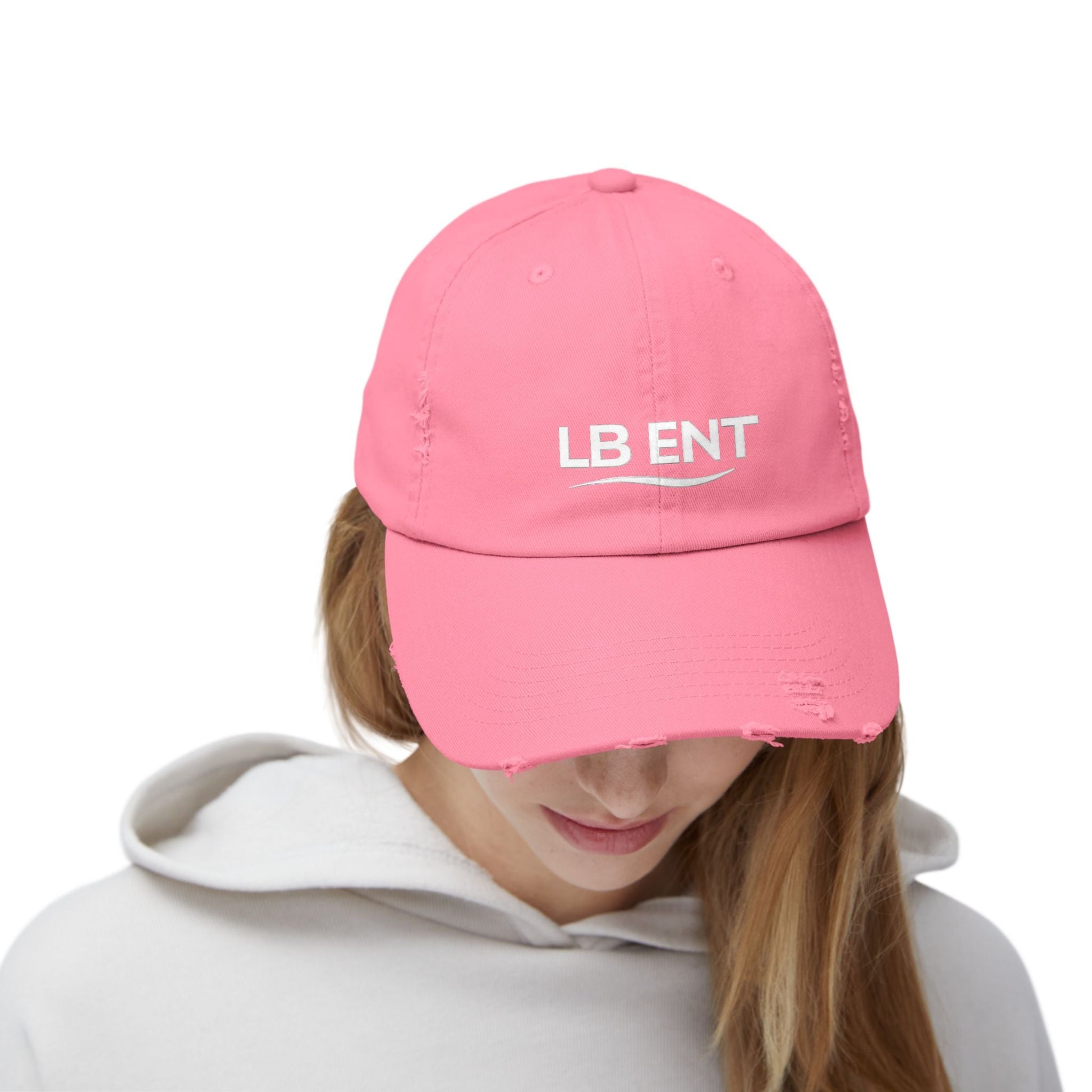 Unisex Distressed Cap with LB ENT Logo, Vintage Style Hat - The Lock Box