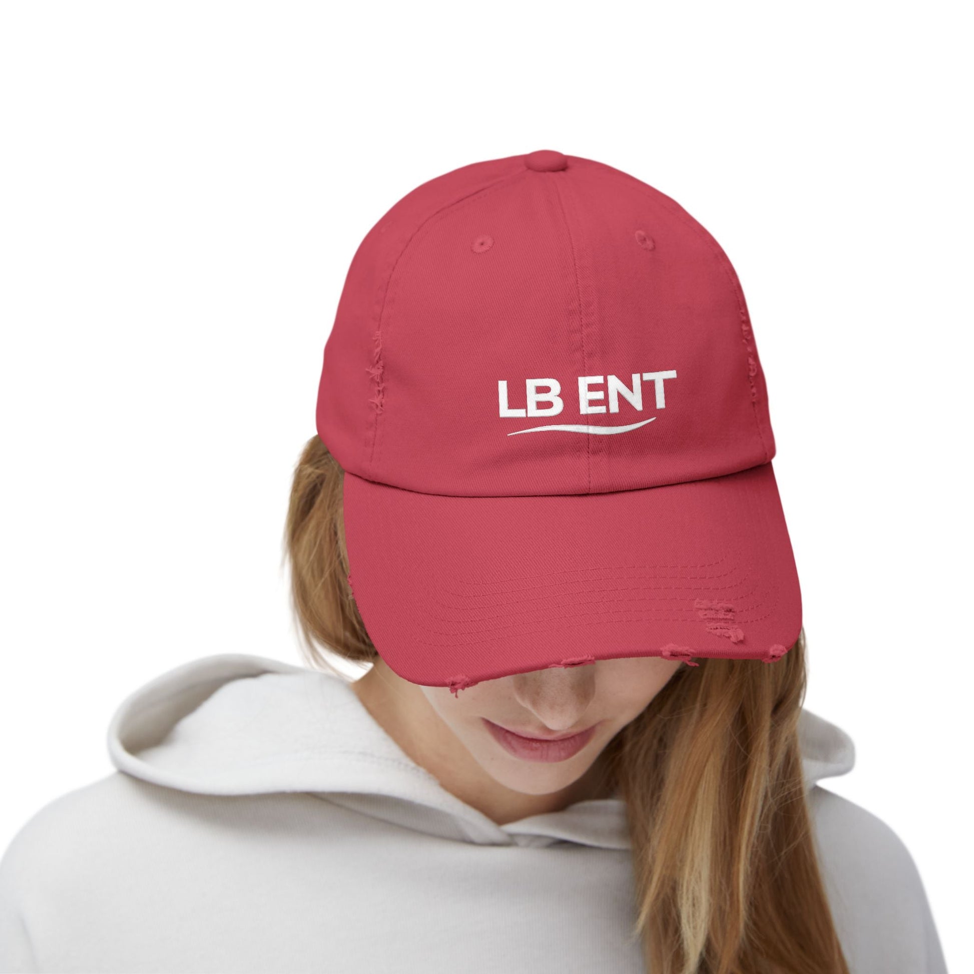 Unisex Distressed Cap with LB ENT Logo, Vintage Style Hat - The Lock Box