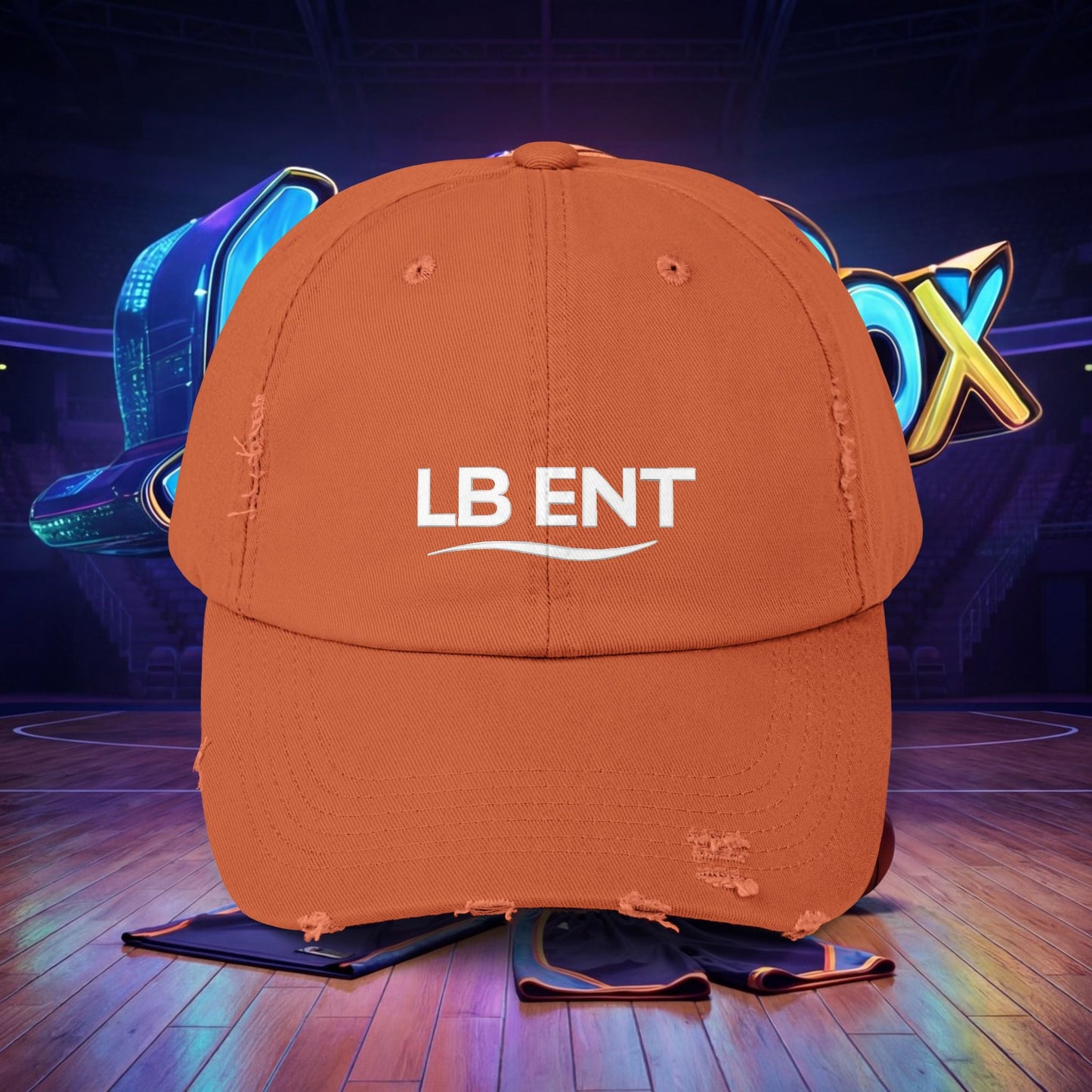Unisex Distressed Cap with LB ENT Logo, Vintage Style Hat - The Lock Box