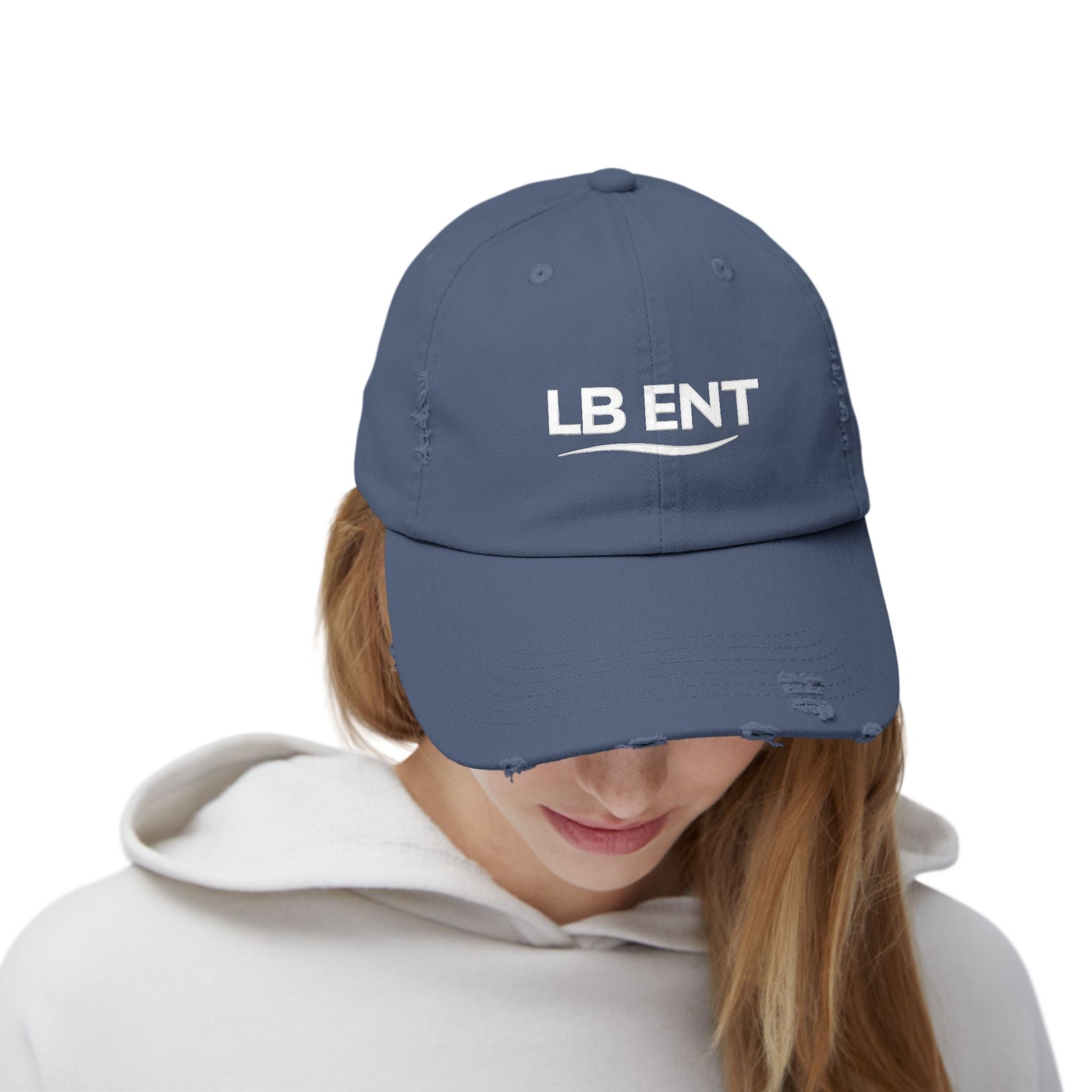 Unisex Distressed Cap with LB ENT Logo, Vintage Style Hat - The Lock Box