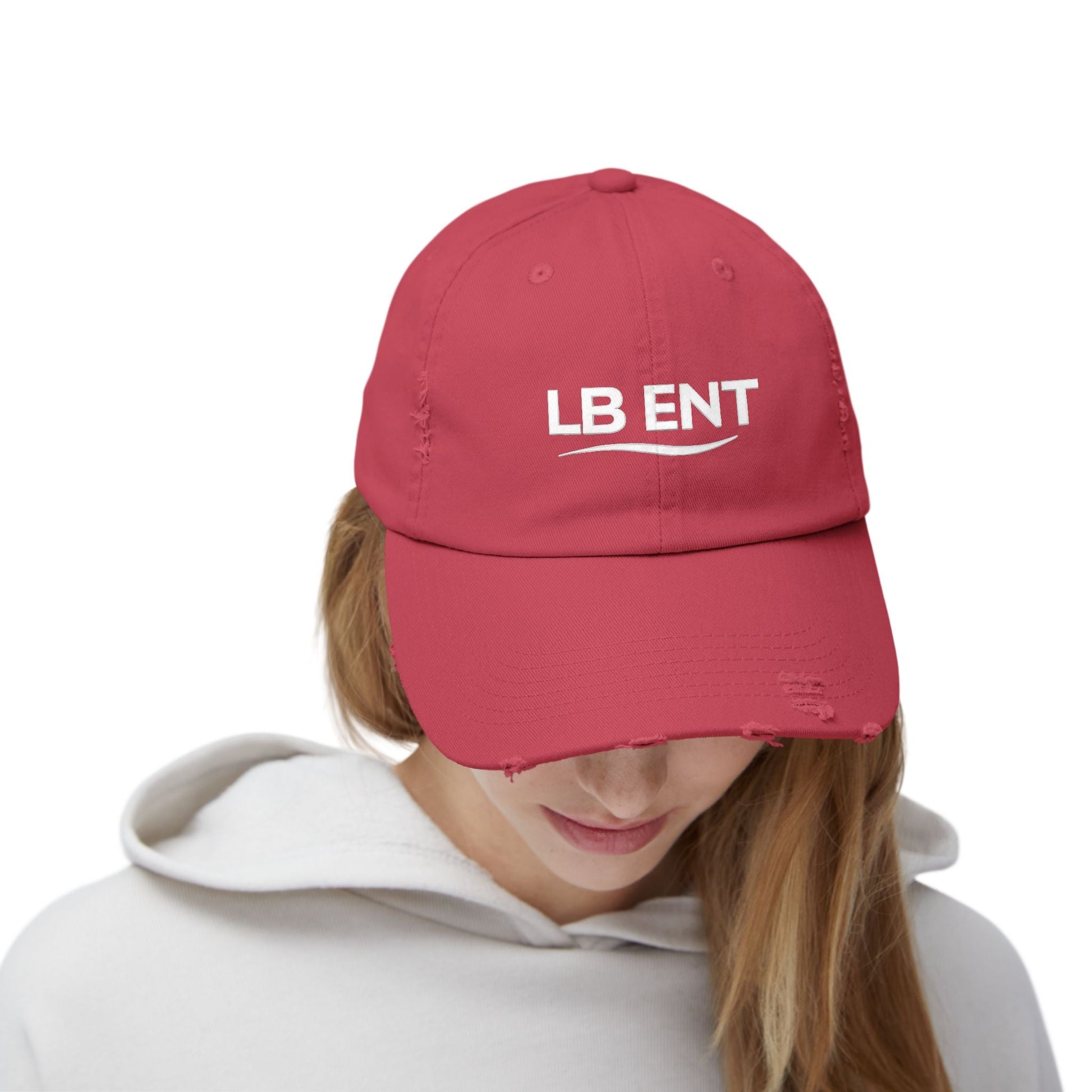 Unisex Distressed Cap with LB ENT Logo, Vintage Style Hat - The Lock Box