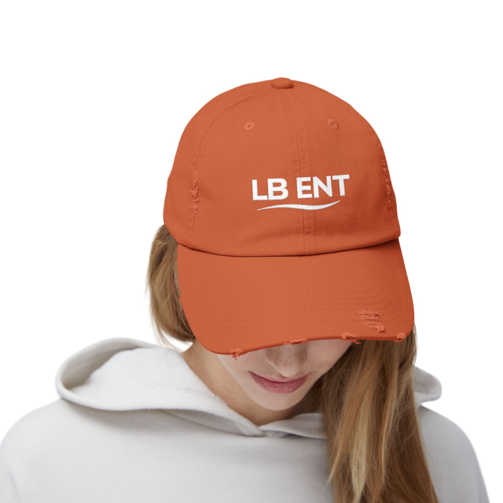 Unisex Distressed Cap with LB ENT Logo, Vintage Style Hat - The Lock Box