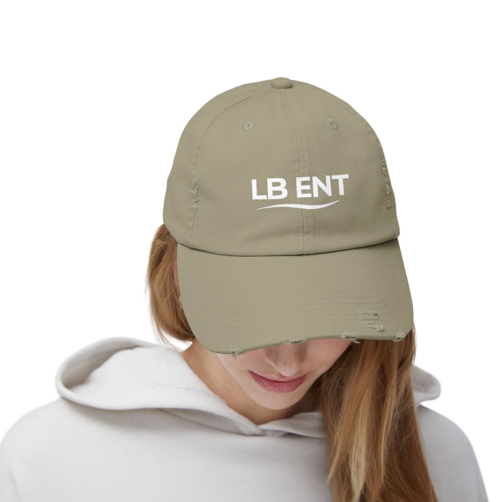 Unisex Distressed Cap with LB ENT Logo, Vintage Style Hat - The Lock Box