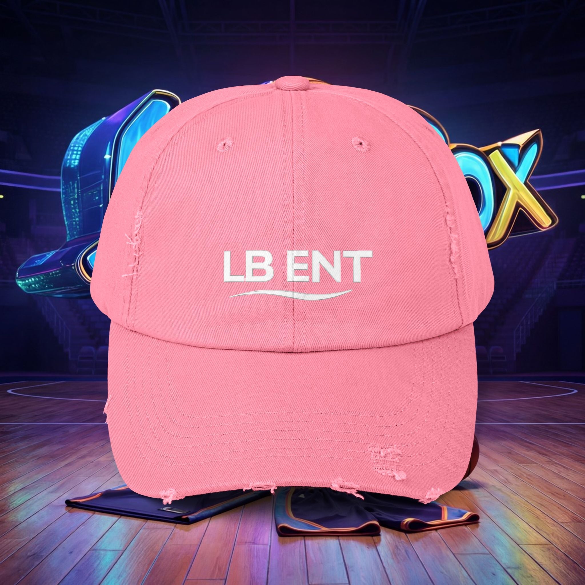 Unisex Distressed Cap with LB ENT Logo, Vintage Style Hat - The Lock Box
