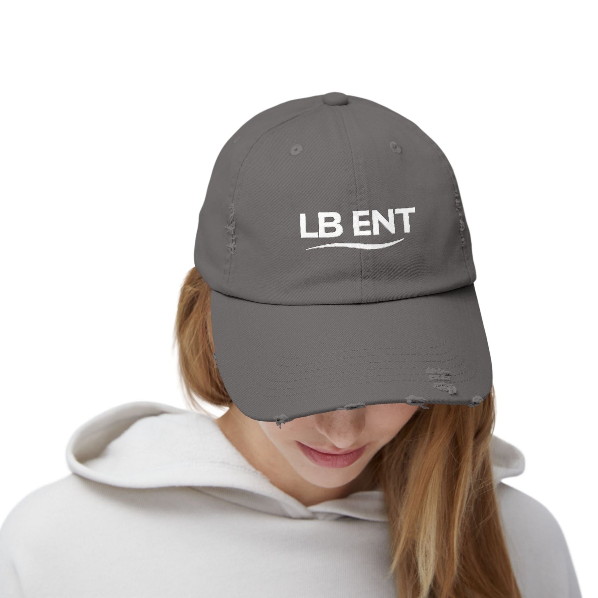 Unisex Distressed Cap with LB ENT Logo, Vintage Style Hat - The Lock Box