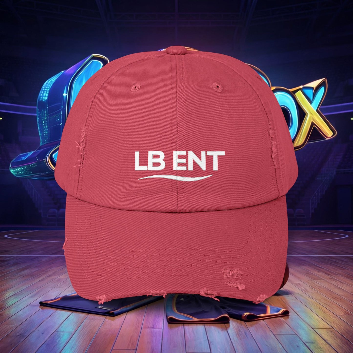 Unisex Distressed Cap with LB ENT Logo, Vintage Style Hat - The Lock Box