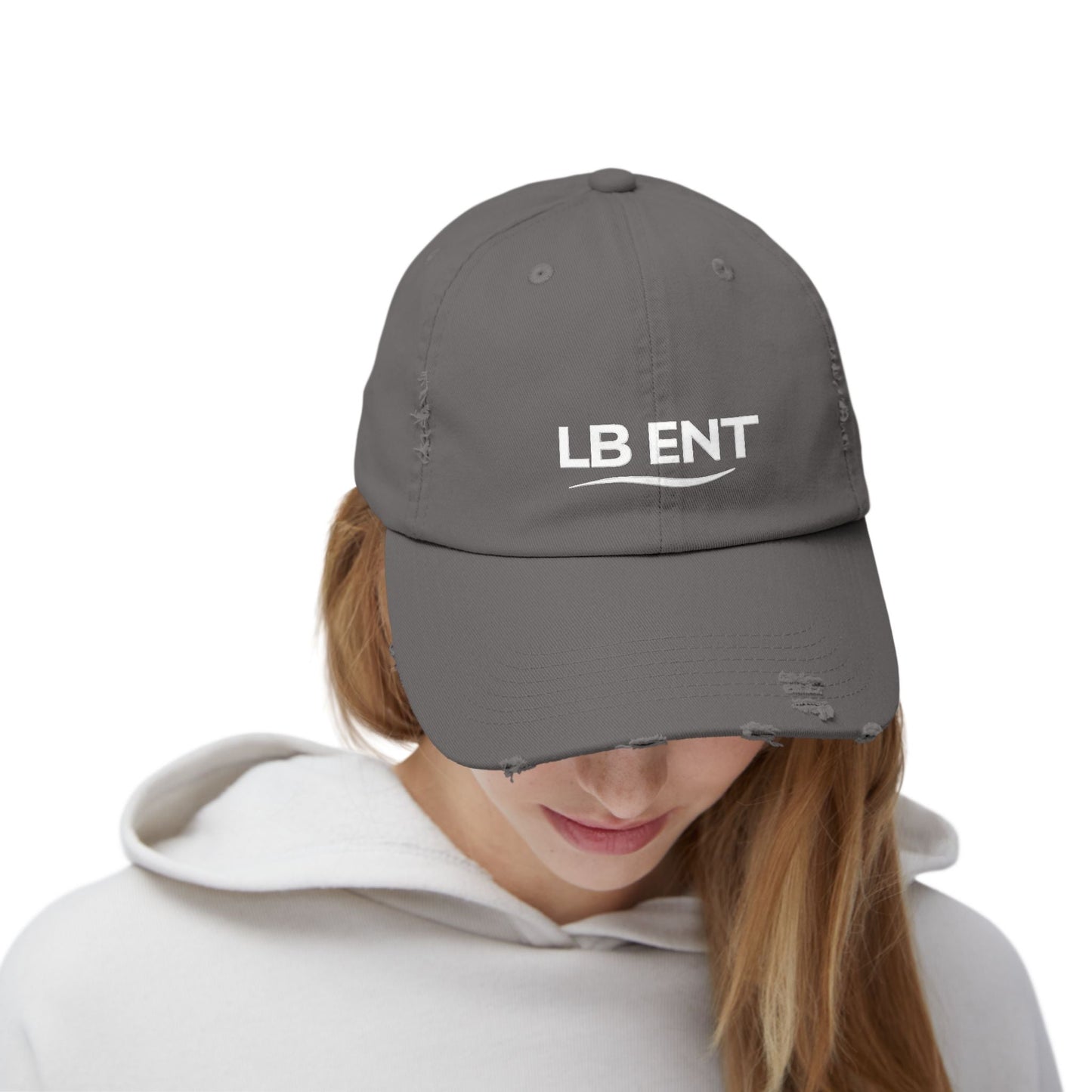 Unisex Distressed Cap with LB ENT Logo, Vintage Style Hat - The Lock Box
