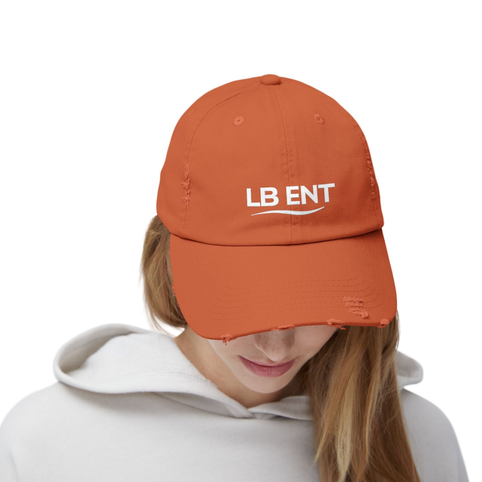 Unisex Distressed Cap with LB ENT Logo, Vintage Style Hat - The Lock Box