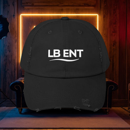 Unisex Distressed Cap with LB ENT Logo, Vintage Style Hat - The Lock Box